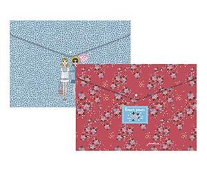 Miquelrius Lot de 4 enveloppes A4 en polypropylène, fermeture clic, Jordi Labanda, collection Best Friends et Flowery