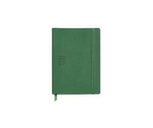 MIQUELRIUS MR22978 - Agenda Annuel 2027, Vert, Format Plus 155 x 213 mm, 1 Jour Par Page, Back To Basics, Couverture Similicuir, Reliure Cousue, Fermeture Élastique, Papier 100 g/m², FR/EN