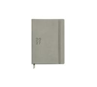 MIQUELRIUS MR22979 - Agenda Annuel 2027, Gris, Format Plus 155 x 213 mm, 1 Jour Par Page, Back To Basics, Couverture Similicuir, Reliure Cousue, Fermeture Élastique, Papier 100 g/m², FR/EN