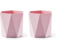Miquelrius - Pot à crayons de bureau, Organisateur avec finition douce au toucher, Structure solide, Parfait pour le bureau, la maison ou l'école, Rangement pour fournitures, Couleur Rose (Lot de 2)