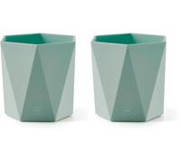 Miquelrius - Pot à crayons de bureau, Organisateur avec finition douce au toucher, Structure solide, Parfait pour le bureau, la maison ou l'école, Rangement pour fournitures, Couleur Verte (Lot de 2)