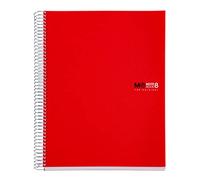 Miquelrius Quatrièmement RM 43002 Carnet 8 couleur A4 200 feuilles horizontal PP rouge
