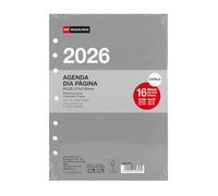 Miquelrius Recharge agenda 2026 16 mois, 1 jour par page, format A5 élargi (155 x 213 mm), planification intérieure journalière remplaçable à 6 anneaux, CAT-EN-PT
