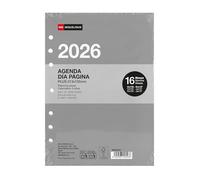 Miquelrius Recharge agenda 2026, 16 mois, 1 jour par page, format A5 élargi (155 x 213 mm), planification intérieure journalière remplaçable à 6 anneaux, ES-EN-PT