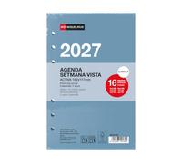 Miquelrius Recharge agenda 2027 Semainier Vue Similaire A6, Catalan | 16 mois, octobre 2027 à janvier 2029, 6 trous, papier FSC 80 g/m², catalan, anglais et portugais