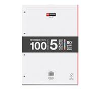 Miquelrius - Recharge de feuilles A4 pointillées dots, 100 feuilles 90 g/m² en 5 couleurs pastel, Perforation standard pour classeur à anneaux, Fournitures scolaires, Couleurs pastel