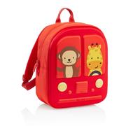 Petit sac à dos - Scolaire - 1 compartiment - Rouge - Singe et girafe Rouge