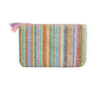 Miquelrius - Trousse de Toilette Plate, Taille 210 x 130 x 10 mm, Pochette avec Tirette avec Glands, Fermeture à glissière, matériau Raphia et PU Simili Cuir, Collection Feeling Mallorca, imprimé