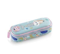 Miquelrius - Trousse scolaire ovale, fermeture éclair en plastique résistant, poignée métallique, trousse de 205 x 45 x 60 mm, petite sirène, bleu ciel, 205 x 45 x 60 mm, Trousse ovale recyclée Sirène