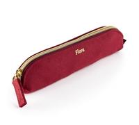 Miquelrius Trousse Ovale avec Tampon doré et Fermeture éclair, extérieur en Coton et intérieur en Polyester, pour Maquillage ou Petits Accessoires, 195 x 35 x 40 mm, Bordeaux