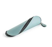 Miquelrius - Trousse Ovale en Similicuir avec Fermeture éclair incurvée pour Ouverture Plate, Rangement Crayons ou Accessoires, 200 x 50 x 50 mm, Infinity Bleu