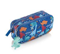 Miquelrius - Trousse Scolaire, Double Trousse, fabriquée avec des Bouteilles recyclées, Fermeture éclair, organisez Votre matériel Scolaire pour la rentrée Scolaire, Dino, Bleu, Trousse Double