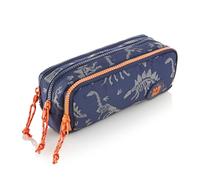 Miquelrius - Trousse Scolaire Triple, Dino World, Bleu, Triple Compartiments, Fermeture Éclair, Organisez Votre Matériel Scolaire, Fabriquée avec des Bouteilles Recyclées