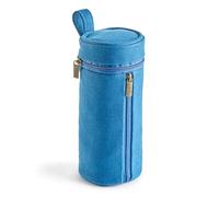 Miquelrius - Trousse Verticale en Polyester avec Texture et Double Fermeture éclair supérieure et latérale, pour Crayons, stylos ou Accessoires, 65 x 175 x 65 mm, Bleu