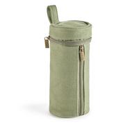 Miquelrius - Trousse Verticale en Polyester avec Texture et Double Fermeture éclair supérieure et latérale, pour Crayons, stylos ou Accessoires, 65 x 175 x 65 mm, Vert