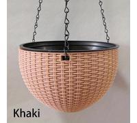 Mir De Jardin Rond En Plastique, Pot De Fleur En Rotin, Jardinière Pour Intérieur Et Extérieur, Décoration De Balcon À La Maison, 1pc.Khaki