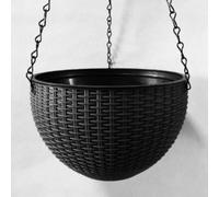 Mir De Jardin Rond En Plastique, Pot De Fleur En Rotin, Jardinière Pour Intérieur Et Extérieur, Décoration De Balcon À La Maison, 1pc.Black