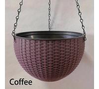 Mir De Jardin Rond En Plastique, Pot De Fleur En Rotin, Jardinière Pour Intérieur Et Extérieur, Décoration De Balcon À La Maison, 1pc.Coffee