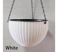Mir De Jardin Rond En Plastique, Pot De Fleur En Rotin, Jardinière Pour Intérieur Et Extérieur, Décoration De Balcon À La Maison, 1pc.White