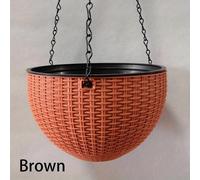 Mir De Jardin Rond En Plastique, Pot De Fleur En Rotin, Jardinière Pour Intérieur Et Extérieur, Décoration De Balcon À La Maison, 1Pc.Brown