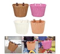 Mir de rangement en rotin tissé pour vélo, sacoche imperméable pour guidon avant, sac Electrolux pour enfant 18x14x12 Pink