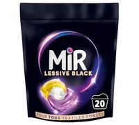 Mir - Lessive Capsules Black -Raviveur - Formule 3en1 -Couleurs - Fibres - Fraîcheur - Nettoie avec Soin - Noir Ravivé - Fibres Lissées - Anti-Bouloche - Pour les Textiles Foncés - Recharge 20 Lavages