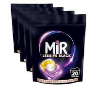Mir - Lessive Capsules Black -Raviveur - Formule 3en1 -Couleurs - Fibres - Fraîcheur - Nettoie avec Soin - Noir Ravivé - Fibres Lissées - Anti-Bouloche - Pour les Textiles Foncés - Recharge 20 Lavages