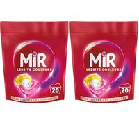 Mir - Lessive Capsules Couleurs - Raviveur - Formule 3en1 - Couleurs - Fibres - Fraîcheur- Nettoie avec Soin- Couleurs Ravivées -Fibres Lissées - Anti-Bouloche -Pour les Couleurs - Recharge 20 Lavages
