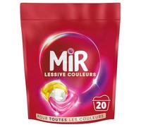 Mir - Lessive Capsules Couleurs - Raviveur - Formule 3en1 - Couleurs - Fibres - Fraîcheur- Nettoie avec Soin- Couleurs Ravivées -Fibres Lissées - Anti-Bouloche -Pour les Couleurs - Recharge 20 Lavages