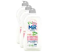 Mir Liquide Vaisselle Fleur de Coton & Aloe Vera, Peaux Sensibles, 3 x 450 ml (= 1,35 L)