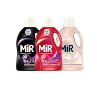 Mir - Lot de 3 Lessives Liquides 27 Lavages pour Blanc, Noir et Couleurs - Détachant Efficace, Protection des Fibres, Respect des Textiles, Usage Quotidien Familial