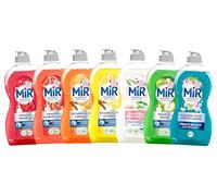 Mir - Lot de 7 Liquides Vaisselle 450ml - Vinaigre & Framboise, Citron, Orange, Pamplemousse, Pomme, Aloe Vera, Fleur de Lotus & Criste Marine - Parfumés, Écologiques, Doux pour les mains