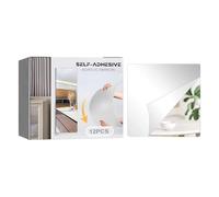 Mir-ror Panels - Lot de 12 panneaux carrés adhésifs en acrylique - Feuille de miroir flexible pour salle de bain, garage, placard - 10 x 10 cm