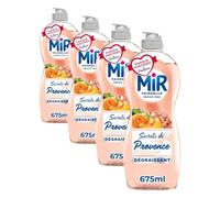 Mir Vaiselle, Liquide Vaisselle Mains, Secrets de Provence, Peche de Vigne et Melon, Degraissant, Sans Conservateurs ni Allergenes Parfum, Marque Preferee des Francais, 675ml (Lot de 4)
