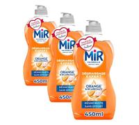 Mir Vaisselle - Bicarbonate & Orange - Dégraissage Expert - Efficace à Froid - Bicarbonate de Soude - Sans Conservateurs - Sans Allergènes Parfum - Marque Préférée des Français - Bouteille de 450 ml
