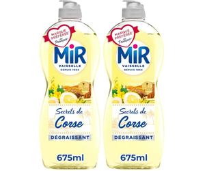 Mir Vaisselle - Secrets de Corse - Cédrat & Genêt Sauvage -Expérience Complète et Unique - Pouvoir Dégraissant - Sans Conservateurs - Sans Allergènes Parfum - Respect de la Peau - Bouteille de 675ml
