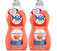 Mir Vaisselle - Vinaigre & Pamplemousse - Dégraissage Expert - Efficace à Froid - Vinaigre Blanc - Sans Conservateurs - Sans Allergènes Parfum - Marque Préférée des Français - Bouteille de 450 ml