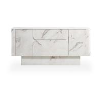 MIRA - Buffet enfilade 2 portes 2 tiroirs marbre d'ingénierie blanc