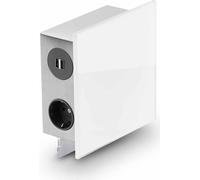 MIRA Quad élément de prise USB en verre BLANC - Schuko 3x et 2x USB / Prises de courant / Port USB