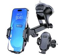 Miracase 4 en 1 2026 Support Téléphone Voiture [Ventouse Militaire Améliorée] Porte Téléphone Voiture Compatible avec iPhone 17 Pro Max 16 15 14 13 12 11 SE Samsung Galaxy S26 Android 4"-7.2"