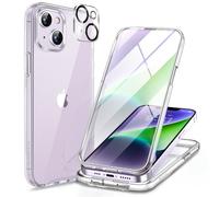 Miracase Compatible avec iPhone 14 6,1", [Protection d'écran en verre intégrée + protecteur d'objectif d'appareil photo] Coque arrière transparente en caoutchouc transparent