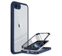 Miracase Coque de Protection intégrale Compatible avec iPhone SE 2022/SE 2020/iPhone 8 avec Film de Protection d'écran en Verre intégré, résistant aux Chocs, Bleu
