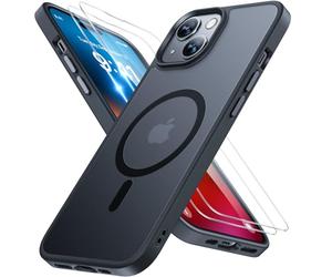 Miracase Coque de protection magnétique pour iPhone 15, compatible avec MagSafe [avec 2 verres de protection] Norme militaire anti-traces de doigts Version fine Coque de protection pour iPhone 15 6,1