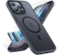 Miracase Coque de Protection magnétique pour iPhone 16 Pro avec 2 Verres de Protection et Commande de l'appareil Photo - Protection Militaire - Anti-Chocs - Anti-Rayures - Toucher Velours - Fine