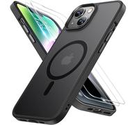 Miracase Coque magnétique pour iPhone 14 6,1" (compatible avec MagSafe) (avec 2 films de protection d'écran) - Protection de qualité militaire, anti-traces de doigts, translucide, mate - Noir