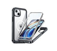 Miracase Coque pour Magnétique iPhone 15 Plus Protecteur D'écran En Verre 360 Tout Compris Preuve Militaire De Chute Et De Crash Noir