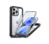 Miracase Coque pour Magnétique iPhone 15 Pro Max Protecteur D'écran En Verre Preuve Militaire De Chute Et De Crash 360 Tout Compris Noir