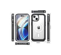 Miracase Magnétique Coque pour iPhone 15 Preuve Militaire De Chute Et De Crash Protecteur D'écran En Verre 360 Tout Compris Noir