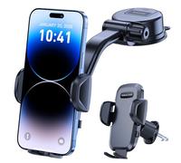 Miracase Support de téléphone de Voiture, Ventouse et Double Crochet en Acier Ultra Stable, Rotation à 360°, Support Multi-scènes pour Tableau de Bord, Pare-Brise, Grille d'aération, Van, pour Tous