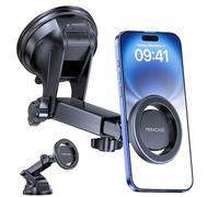 Miracase Support de téléphone portable de voiture pour Magsafe [ventouse puissante] Support de téléphone portable pour voiture rotatif à 360°, tableau de bord, pare-brise, kit de support de téléphone